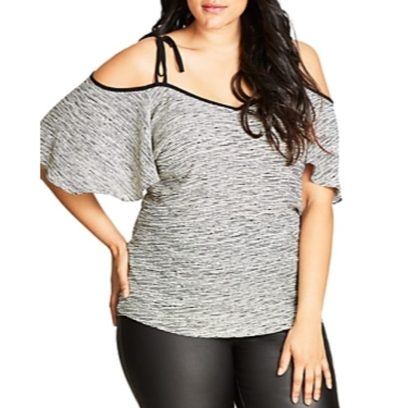 City Chic Tops - City Chic Cold Shoulder Flutter Sleeve plus size
